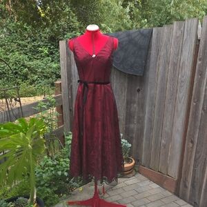 Papell Boutique Burgundy Midi Dress